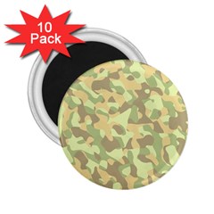 Light Green Brown Yellow Camouflage Pattern 2 25  Magnets (10 Pack)  by SpinnyChairDesigns