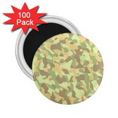 Light Green Brown Yellow Camouflage Pattern 2 25  Magnets (100 Pack)  by SpinnyChairDesigns