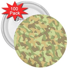 Light Green Brown Yellow Camouflage Pattern 3  Buttons (100 Pack)  by SpinnyChairDesigns