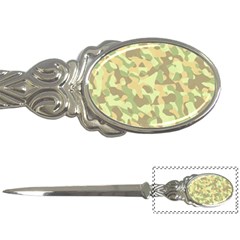 Light Green Brown Yellow Camouflage Pattern Letter Opener by SpinnyChairDesigns