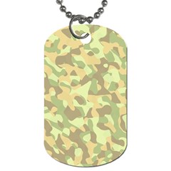 Light Green Brown Yellow Camouflage Pattern Dog Tag (one Side) by SpinnyChairDesigns