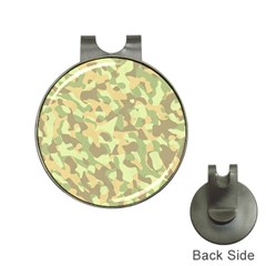 Light Green Brown Yellow Camouflage Pattern Hat Clips With Golf Markers by SpinnyChairDesigns