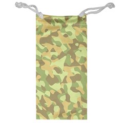 Light Green Brown Yellow Camouflage Pattern Jewelry Bag by SpinnyChairDesigns