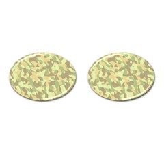 Light Green Brown Yellow Camouflage Pattern Cufflinks (oval) by SpinnyChairDesigns