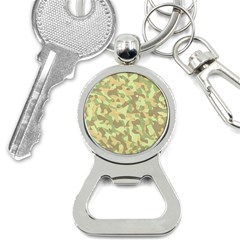 Light Green Brown Yellow Camouflage Pattern Bottle Opener Key Chain by SpinnyChairDesigns