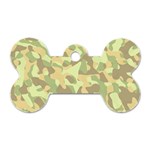 Light Green Brown Yellow Camouflage Pattern Dog Tag Bone (Two Sides) Front