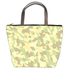 Light Green Brown Yellow Camouflage Pattern Bucket Bag by SpinnyChairDesigns