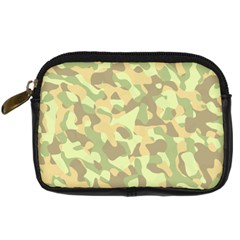 Light Green Brown Yellow Camouflage Pattern Digital Camera Leather Case by SpinnyChairDesigns