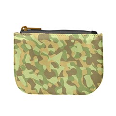 Light Green Brown Yellow Camouflage Pattern Mini Coin Purse by SpinnyChairDesigns