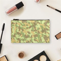 Light Green Brown Yellow Camouflage Pattern Cosmetic Bag (small) by SpinnyChairDesigns