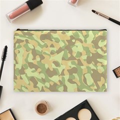 Light Green Brown Yellow Camouflage Pattern Cosmetic Bag (large) by SpinnyChairDesigns