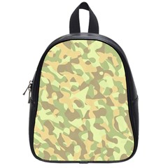 Light Green Brown Yellow Camouflage Pattern School Bag (small) by SpinnyChairDesigns