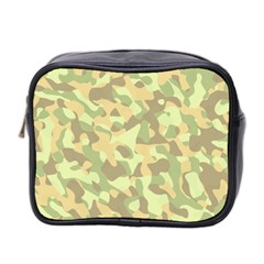 Light Green Brown Yellow Camouflage Pattern Mini Toiletries Bag (two Sides) by SpinnyChairDesigns