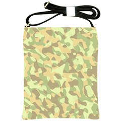 Light Green Brown Yellow Camouflage Pattern Shoulder Sling Bag by SpinnyChairDesigns