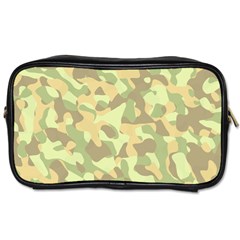 Light Green Brown Yellow Camouflage Pattern Toiletries Bag (one Side) by SpinnyChairDesigns