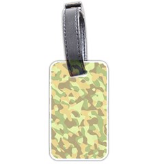 Light Green Brown Yellow Camouflage Pattern Luggage Tag (two Sides) by SpinnyChairDesigns