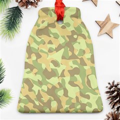 Light Green Brown Yellow Camouflage Pattern Ornament (bell) by SpinnyChairDesigns