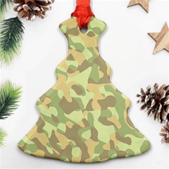 Light Green Brown Yellow Camouflage Pattern Christmas Tree Ornament (two Sides) by SpinnyChairDesigns