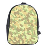 Light Green Brown Yellow Camouflage Pattern School Bag (XL) Front