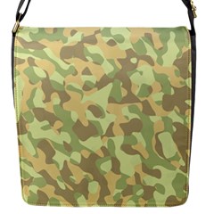 Light Green Brown Yellow Camouflage Pattern Flap Closure Messenger Bag (s) by SpinnyChairDesigns