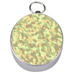 Light Green Brown Yellow Camouflage Pattern Silver Compasses by SpinnyChairDesigns