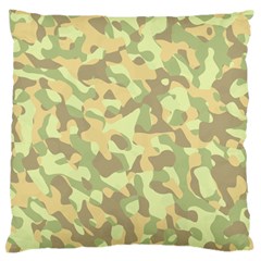 Light Green Brown Yellow Camouflage Pattern Large Flano Cushion Case (one Side) by SpinnyChairDesigns