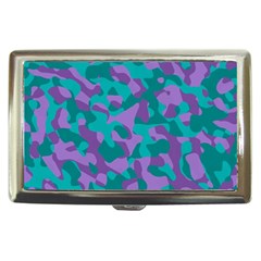 Purple And Teal Camouflage Pattern Cigarette Money Case by SpinnyChairDesigns