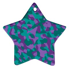 Purple And Teal Camouflage Pattern Star Ornament (two Sides) by SpinnyChairDesigns