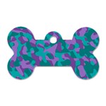 Purple and Teal Camouflage Pattern Dog Tag Bone (Two Sides) Back