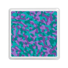 Purple And Teal Camouflage Pattern Memory Card Reader (square) by SpinnyChairDesigns