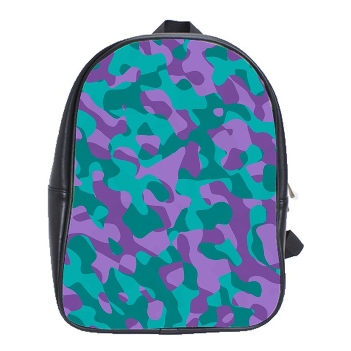 Purple and Teal Camouflage Pattern School Bag (XL)