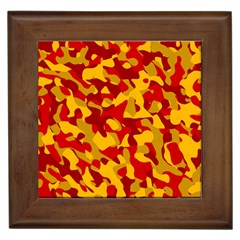 Red and Yellow Camouflage Pattern Framed Tile