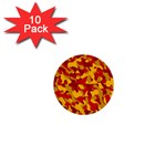 Red and Yellow Camouflage Pattern 1  Mini Buttons (10 pack)  Front