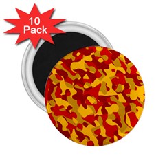 Red And Yellow Camouflage Pattern 2 25  Magnets (10 Pack)  by SpinnyChairDesigns