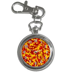 Red And Yellow Camouflage Pattern Key Chain Watches by SpinnyChairDesigns