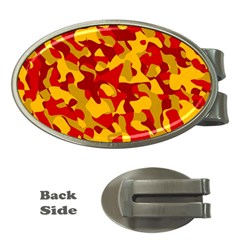 Red and Yellow Camouflage Pattern Money Clips (Oval) 