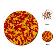 Red and Yellow Camouflage Pattern Playing Cards Single Design (Round)