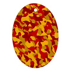 Red and Yellow Camouflage Pattern Oval Ornament (Two Sides)