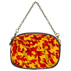 Red and Yellow Camouflage Pattern Chain Purse (Two Sides)