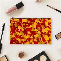 Red and Yellow Camouflage Pattern Cosmetic Bag (Medium)