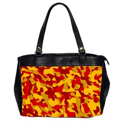 Red and Yellow Camouflage Pattern Oversize Office Handbag (2 Sides)