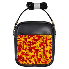 Red and Yellow Camouflage Pattern Girls Sling Bag