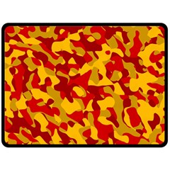 Red and Yellow Camouflage Pattern Fleece Blanket (Large) 