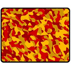 Red and Yellow Camouflage Pattern Fleece Blanket (Medium) 