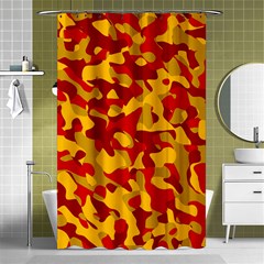 Red and Yellow Camouflage Pattern Shower Curtain 48  x 72  (Small) 