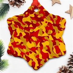 Red and Yellow Camouflage Pattern Ornament (Snowflake)