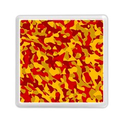 Red And Yellow Camouflage Pattern Memory Card Reader (square) by SpinnyChairDesigns