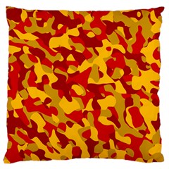 Red And Yellow Camouflage Pattern Large Cushion Case (one Side) by SpinnyChairDesigns