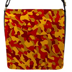 Red and Yellow Camouflage Pattern Flap Closure Messenger Bag (S)