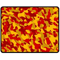 Red and Yellow Camouflage Pattern Double Sided Fleece Blanket (Medium) 